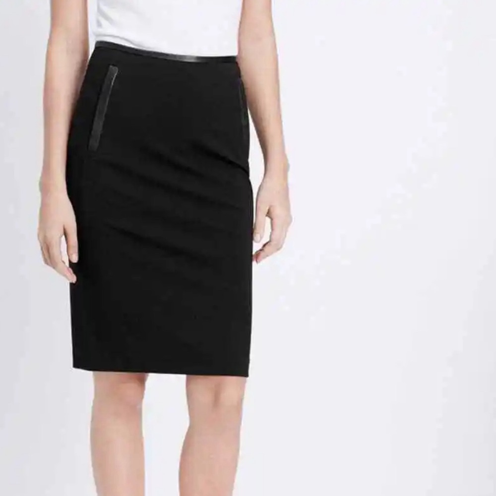Vince Ponte Knit Pencil Skirt with Faux Leather Trim size 8